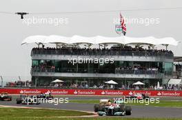 Michael Schumacher (GER) Mercedes AMG F1 W03. 08.07.2012. Formula 1 World Championship, Rd 9, British Grand Prix, Silverstone, England, Race Day