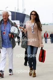 (L to R): John Button (GBR) with Jessica Michibata (JPN), girlfriend of Jenson Button (GBR) McLaren. 07.07.2012. Formula 1 World Championship, Rd 9, British Grand Prix, Silverstone, England, Qualifying Day