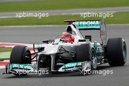 Michael Schumacher (GER) Mercedes AMG F1 W03. 07.07.2012. Formula 1 World Championship, Rd 9, British Grand Prix, Silverstone, England, Qualifying Day
