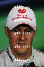 Michael Schumacher (GER) Mercedes AMG F1 in the FIA Press Conference. 07.07.2012. Formula 1 World Championship, Rd 9, British Grand Prix, Silverstone, England, Qualifying Day
