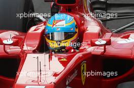 Fernando Alonso (ESP) Ferrari F2012 wears a star on his helmet for Maria De Villota (ESP) Marussia F1 Team Test Driver. 07.07.2012. Formula 1 World Championship, Rd 9, British Grand Prix, Silverstone, England, Qualifying Day