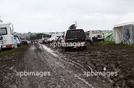Muddy car parks. 08.07.2012. Formula 1 World Championship, Rd 9, British Grand Prix, Silverstone, England, Race Day