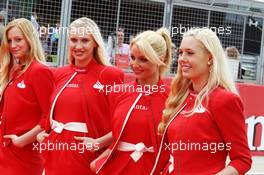 Grid girls on the drivers parade. 08.07.2012. Formula 1 World Championship, Rd 9, British Grand Prix, Silverstone, England, Race Day
