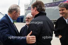 Jacques Rogge (FRA) IOC President with Bernie Ecclestone (GBR) CEO Formula One Group (FOM). 08.07.2012. Formula 1 World Championship, Rd 9, British Grand Prix, Silverstone, England, Race Day