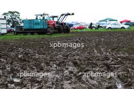 Muddy car parks. 08.07.2012. Formula 1 World Championship, Rd 9, British Grand Prix, Silverstone, England, Race Day