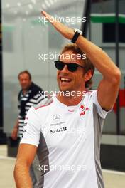 Jenson Button (GBR) McLaren. 05.07.2012. Formula 1 World Championship, Rd 9, British Grand Prix, Silverstone, England, Preparation Day