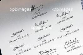 Signatures of early F1 World Champions. 05.07.2012. Formula 1 World Championship, Rd 9, British Grand Prix, Silverstone, England, Preparation Day