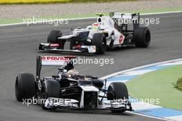 Pastor Maldonado (VEN) Williams FW34 leads Sergio Perez (MEX) Sauber C31. 20.07.2012. Formula 1 World Championship, Rd 10, German Grand Prix, Hockenheim, Germany, Practice Day