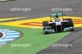 Nico Rosberg (GER) Mercedes AMG F1 W03 runs wide. 20.07.2012. Formula 1 World Championship, Rd 10, German Grand Prix, Hockenheim, Germany, Practice Day