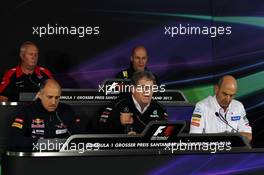 The FIA Press Conference (From back row (L to R)): John Booth (GBR) Marussia F1 Team Team Principal; Mark Smith (GBR) Caterham F1 Team Technical Director; Franz Tost (AUT) Scuderia Toro Rosso Team Principal; Norbert Haug (GER) Mercedes Sporting Director; Peter Sauber (SUI) Sauber Team Principal.  20.07.2012. Formula 1 World Championship, Rd 10, German Grand Prix, Hockenheim, Germany, Practice Day
