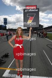 Gridgirl of Michael Schumacher (GER), Mercedes GP 22.07.2012. Formula 1 World Championship, Rd 10, German Grand Prix, Hockenheim, Germany, Race Day