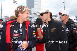 Sebastian Vettel (GER), Red Bull Racing and Pedro de la Rosa (GBR), HRT Racing Team 22.07.2012. Formula 1 World Championship, Rd 10, German Grand Prix, Hockenheim, Germany, Race Day