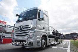 Mercedes Actros truck with the drivers 22.07.2012. Formula 1 World Championship, Rd 10, German Grand Prix, Hockenheim, Germany, Race Day