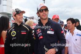 Romain Grosjean (FRA), Lotus F1 Team and Jean-Eric Vergne (FRA), Scuderia Toro Rosso   22.07.2012. Formula 1 World Championship, Rd 10, German Grand Prix, Hockenheim, Germany, Race Day