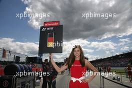 Gridgirl of Sebastian Vettel (GER), Red Bull Racing 22.07.2012. Formula 1 World Championship, Rd 10, German Grand Prix, Hockenheim, Germany, Race Day