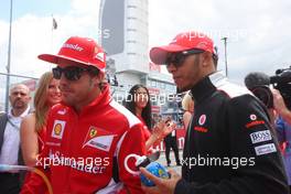 Fernando Alonso (ESP), Scuderia Ferrari and Lewis Hamilton (GBR), McLaren Mercedes  22.07.2012. Formula 1 World Championship, Rd 10, German Grand Prix, Hockenheim, Germany, Race Day