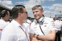 (L to R): Zak Brown (USA) Just Marketing President with Nick Fry (GBR) Mercedes AMG F1 Chief Executive Officer (Right) on the grid. 22.07.2012. Formula 1 World Championship, Rd 10, German Grand Prix, Hockenheim, Germany, Race Day