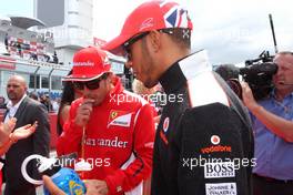 Fernando Alonso (ESP), Scuderia Ferrari and Lewis Hamilton (GBR), McLaren Mercedes  22.07.2012. Formula 1 World Championship, Rd 10, German Grand Prix, Hockenheim, Germany, Race Day