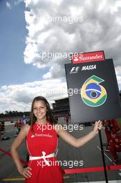Gridgirl of Felipe Massa (BRA), Scuderia Ferrari 22.07.2012. Formula 1 World Championship, Rd 10, German Grand Prix, Hockenheim, Germany, Race Day