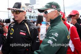 Kimi Raikkonen (FIN), Lotus F1 Team and Heikki Kovalainen (FIN), Caterham F1 Team  22.07.2012. Formula 1 World Championship, Rd 10, German Grand Prix, Hockenheim, Germany, Race Day