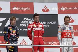 2nd Sebastian Vettel (GER), Red Bull Racing, 1st Fernando Alonso (ESP), Scuderia Ferrari, 3rd Jenson Button (GBR), McLaren Mercedes 22.07.2012. Formula 1 World Championship, Rd 10, German Grand Prix, Hockenheim, Germany, Race Day