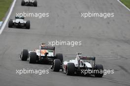 Nico Hulkenberg (GER), Sahara Force India Formula One Team and Sergio Perez (MEX), Sauber F1 Team  22.07.2012. Formula 1 World Championship, Rd 10, German Grand Prix, Hockenheim, Germany, Race Day