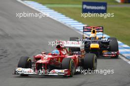 Fernando Alonso (ESP), Scuderia Ferrari leads Sebastian Vettel (GER), Red Bull Racing  22.07.2012. Formula 1 World Championship, Rd 10, German Grand Prix, Hockenheim, Germany, Race Day