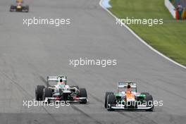 Nico Hulkenberg (GER), Sahara Force India Formula One Team and Sergio Perez (MEX), Sauber F1 Team  22.07.2012. Formula 1 World Championship, Rd 10, German Grand Prix, Hockenheim, Germany, Race Day