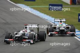 Kamui Kobayashi (JAP), Sauber F1 Team and Sergio Perez (MEX), Sauber F1 Team  22.07.2012. Formula 1 World Championship, Rd 10, German Grand Prix, Hockenheim, Germany, Race Day