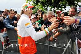 Jules Bianchi (FRA) Sahara Force India F1 Team Third Driver signs autographs for the fans. 21.07.2012. Formula 1 World Championship, Rd 10, German Grand Prix, Hockenheim, Germany, Qualifying Day