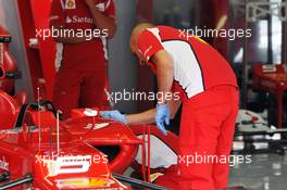 Ferrari F2012 of Fernando Alonso (ESP) Ferrari is prepared in the pits.