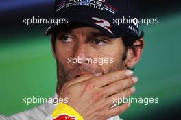 Mark Webber (AUS) Red Bull Racing in the FIA Press Conference. 21.07.2012. Formula 1 World Championship, Rd 10, German Grand Prix, Hockenheim, Germany, Qualifying Day