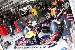 Sebastian Vettel (GER) Red Bull Racing RB8 in the pits. 21.07.2012. Formula 1 World Championship, Rd 10, German Grand Prix, Hockenheim, Germany, Qualifying Day