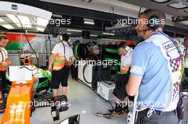 FOM Cameraman in the Sahara Force India F1 Team garage. 21.07.2012. Formula 1 World Championship, Rd 10, German Grand Prix, Hockenheim, Germany, Qualifying Day
