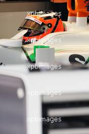 Nico Hulkenberg (GER) Sahara Force India F1 VJM05 in the pits. 21.07.2012. Formula 1 World Championship, Rd 10, German Grand Prix, Hockenheim, Germany, Qualifying Day