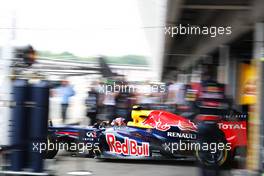 Mark Webber (AUS) Red Bull Racing RB8 leaves the pits. 21.07.2012. Formula 1 World Championship, Rd 10, German Grand Prix, Hockenheim, Germany, Qualifying Day