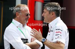 (L to R): Didier Coton (BEL) Driver Manager of Lewis Hamilton (GBR) McLaren with Nick Fry (GBR) Mercedes AMG F1 Chief Executive Officer. 22.07.2012. Formula 1 World Championship, Rd 10, German Grand Prix, Hockenheim, Germany, Race Day