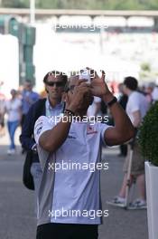 Lewis Hamilton (GBR), McLaren Mercedes is taking picture of the McLaren Hospitality 22.07.2012. Formula 1 World Championship, Rd 10, German Grand Prix, Hockenheim, Germany, Race Day