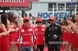 Felipe Massa (BRA), Scuderia Ferrari, Fernando Alonso (ESP), Scuderia Ferrari, Lewis Hamilton (GBR), McLaren Mercedes 22.07.2012. Formula 1 World Championship, Rd 10, German Grand Prix, Hockenheim, Germany, Race Day