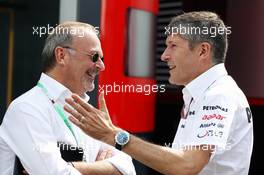 (L to R): Didier Coton (BEL) Driver Manager of Lewis Hamilton (GBR) McLaren with Nick Fry (GBR) Mercedes AMG F1 Chief Executive Officer. 22.07.2012. Formula 1 World Championship, Rd 10, German Grand Prix, Hockenheim, Germany, Race Day