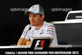 Nico Rosberg (GER) Mercedes AMG F1 in the FIA Press Conference. 19.07.2012. Formula 1 World Championship, Rd 10, German Grand Prix, Hockenheim, Germany, Preparation Day