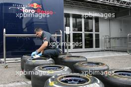 Prepare the Pirelli Tires 19.07.2012. Formula 1 World Championship, Rd 10, German Grand Prix, Hockenheim, Germany, Preparation Day