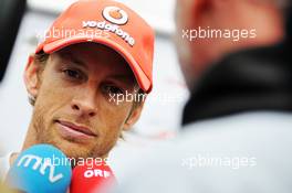 Jenson Button (GBR) McLaren with the media. 19.07.2012. Formula 1 World Championship, Rd 10, German Grand Prix, Hockenheim, Germany, Preparation Day