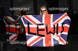 A Lewis Hamilton (GBR) McLaren fan with supportive Union Jack flag. 27.07.2012. Formula 1 World Championship, Rd 11, Hungarian Grand Prix, Budapest, Hungary, Practice Day