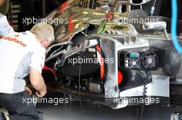 McLaren MP4/27 is worked on. 27.07.2012. Formula 1 World Championship, Rd 11, Hungarian Grand Prix, Budapest, Hungary, Practice Day