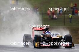 Daniel Ricciardo (AUS) Scuderia Toro Rosso STR7 in the wet. 27.07.2012. Formula 1 World Championship, Rd 11, Hungarian Grand Prix, Budapest, Hungary, Practice Day
