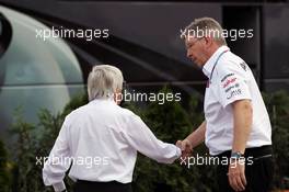 (L to R): Bernie Ecclestone (GBR) CEO Formula One Group (FOM) with Ross Brawn (GBR) Mercedes AMG F1 Team Principal. 27.07.2012. Formula 1 World Championship, Rd 11, Hungarian Grand Prix, Budapest, Hungary, Practice Day