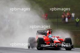 Timo Glock (GER) Marussia F1 Team MR01 in the wet. 27.07.2012. Formula 1 World Championship, Rd 11, Hungarian Grand Prix, Budapest, Hungary, Practice Day