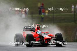 Timo Glock (GER) Marussia F1 Team MR01 in the wet. 27.07.2012. Formula 1 World Championship, Rd 11, Hungarian Grand Prix, Budapest, Hungary, Practice Day