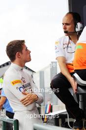 (L to R): Paul di Resta (GBR) Sahara Force India F1 talks with Gianpiero Lambiase (ITA) Sahara Force India F1 Engineer on the pit gantry. 27.07.2012. Formula 1 World Championship, Rd 11, Hungarian Grand Prix, Budapest, Hungary, Practice Day